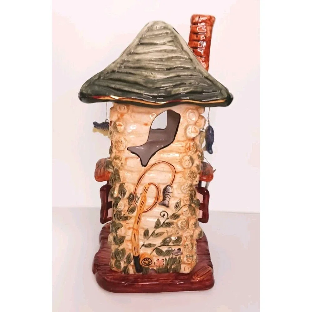 Cat On Big Fish Lodge Candle Holder The Lights Of Cobblestone Village By Popular